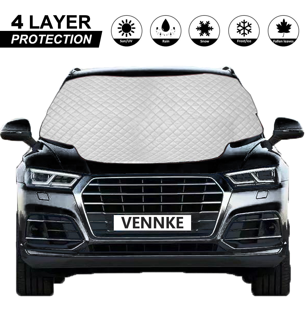 Sungkeen Car Windshield Snow Cover,Car Windshield Snow Ice Cover with 4 Layers Protection,Snow,Ice,Sun,Frost Defense,Extra Large Windshield Winter Cover Fits Most Cars and SUV 